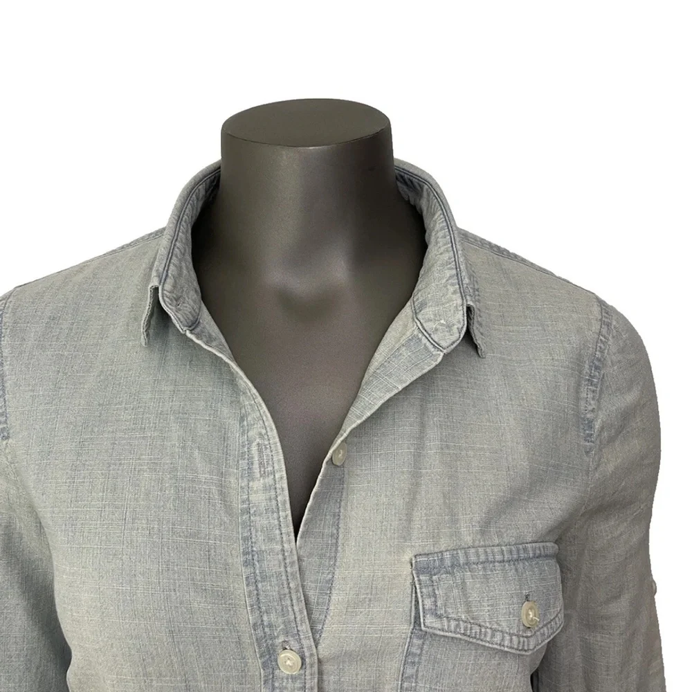 J. Crew Shirt Dress Women’s S Light Blue Cotton Denim Button Up - Picture 5 of 9
